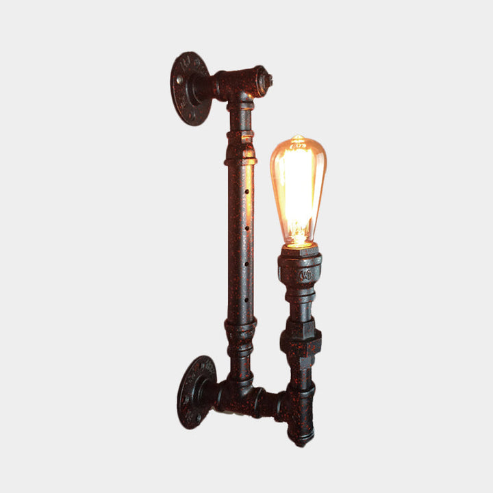 Lisslune | Black Finish 1-Light Wall Lamp Fixture Industrial Iron Pencil Pipe Wall Lamp for Bar