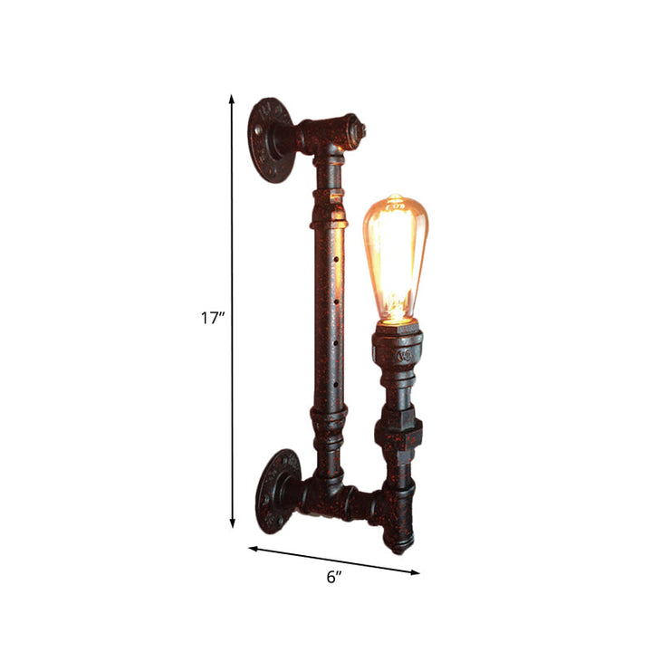 Lisslune | Black Finish 1-Light Wall Lamp Fixture Industrial Iron Pencil Pipe Wall Lamp for Bar