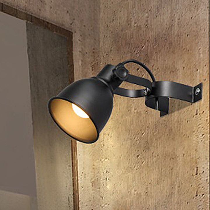 Lisslune | Black version 1-Bulb wall lamp sconces Industrial iron dome wall-mounted lamp with adjustable handle