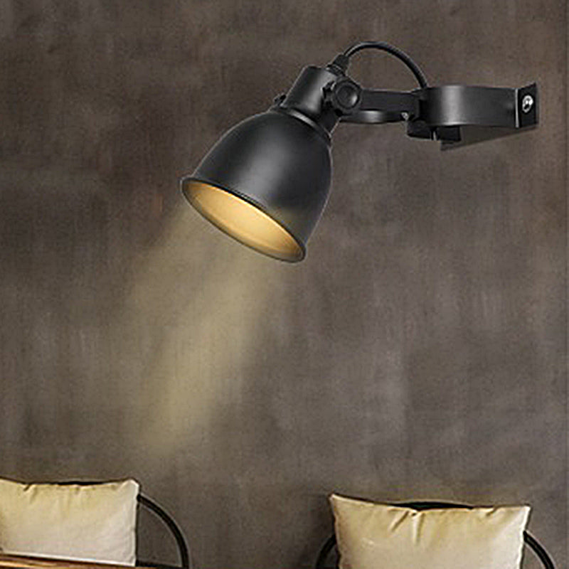 Lisslune | Black version 1-Bulb wall lamp sconces Industrial iron dome wall-mounted lamp with adjustable handle