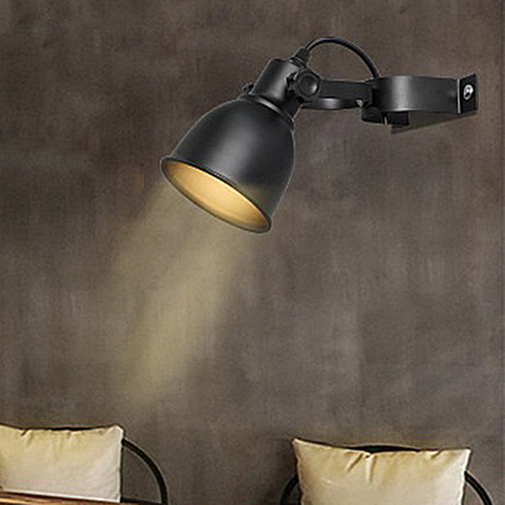 Lisslune | Black version 1-Bulb wall lamp sconces Industrial iron dome wall-mounted lamp with adjustable handle