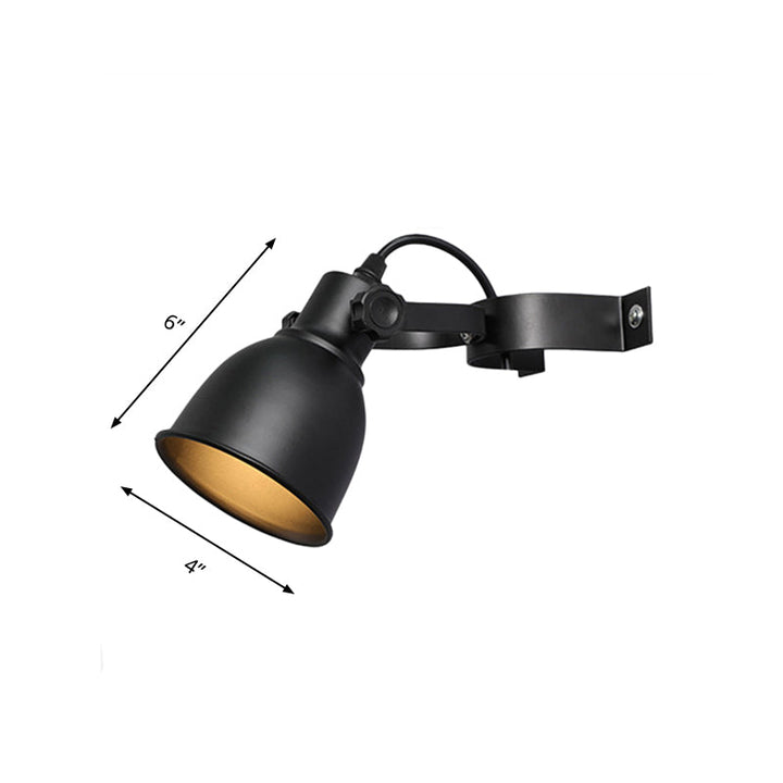 Lisslune | Black version 1-Bulb wall lamp sconces Industrial iron dome wall-mounted lamp with adjustable handle