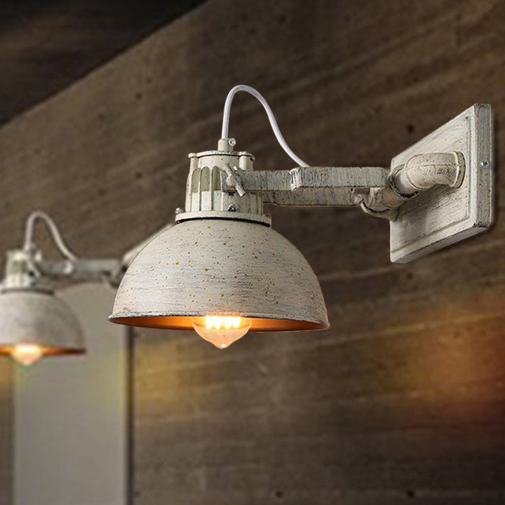 Skørter | Dome Metal Wall Mount Wall Light Antique 1 Head Living Room Adjustable Wall Light Fixture in White with Handle