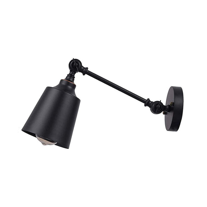 Lisslune | Iron Bell Wall Mount Sconce Industrial 1 Head Nightstand Plug-In Wall Light Fixture in Black with Swivel Arm