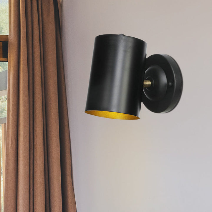 Lisslune | 1 Light Cylindrical Wall Lamp Fixture Farmhouse Black Finish Metal Wall Mount Wall Lamp for Bedside, 4"/6" W