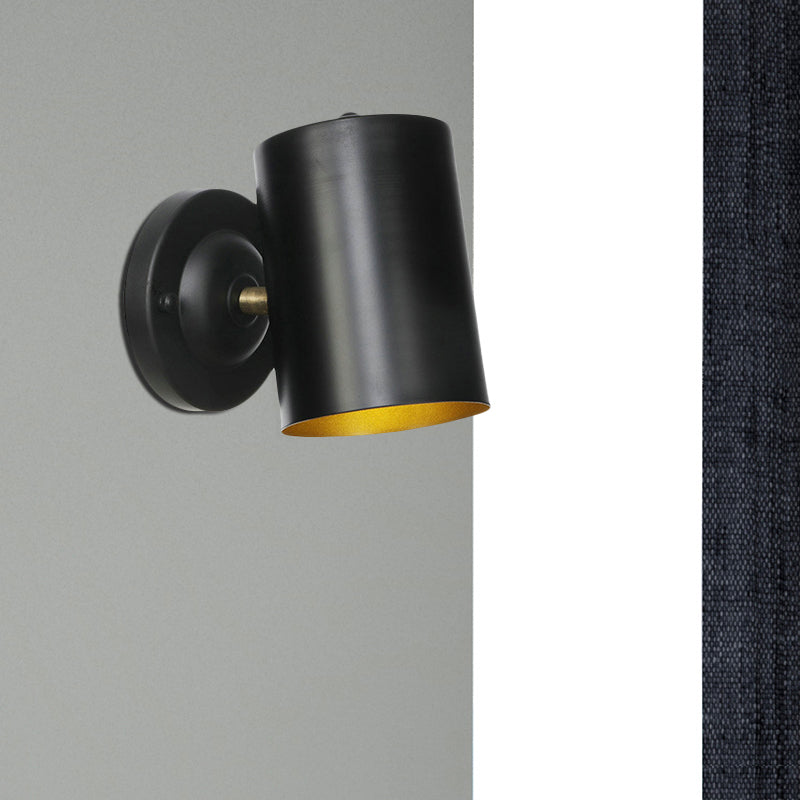 Lisslune | 1 Light Cylindrical Wall Lamp Fixture Farmhouse Black Finish Metal Wall Mount Wall Lamp for Bedside, 4"/6" W