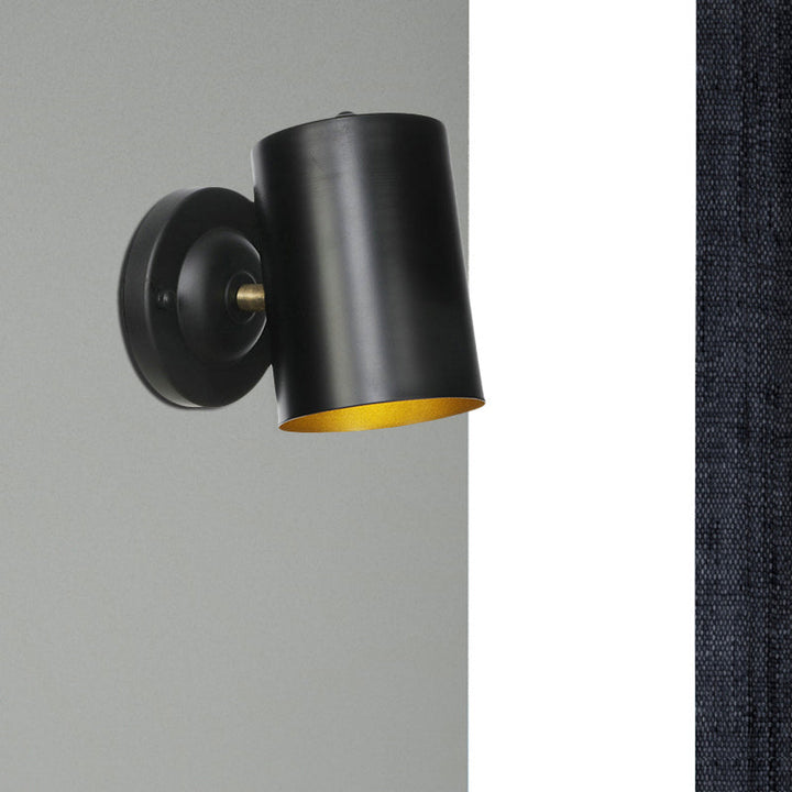 Lisslune | 1 Light Cylindrical Wall Lamp Fixture Farmhouse Black Finish Metal Wall Mount Wall Lamp for Bedside, 4"/6" W