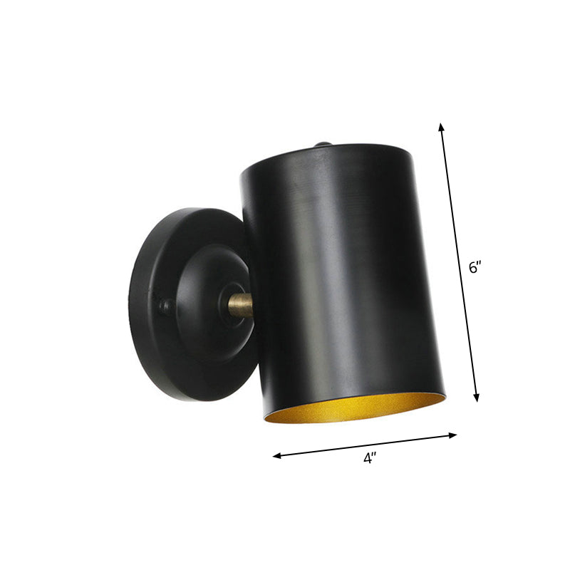 Lisslune | 1 Light Cylindrical Wall Lamp Fixture Farmhouse Black Finish Metal Wall Mount Wall Lamp for Bedside, 4"/6" W