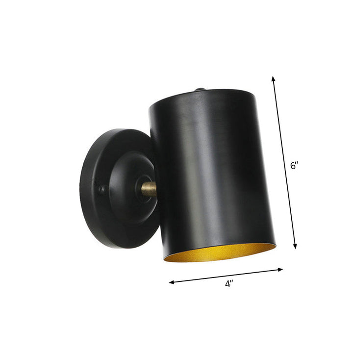 Lisslune | 1 Light Cylindrical Wall Lamp Fixture Farmhouse Black Finish Metal Wall Mount Wall Lamp for Bedside, 4"/6" W