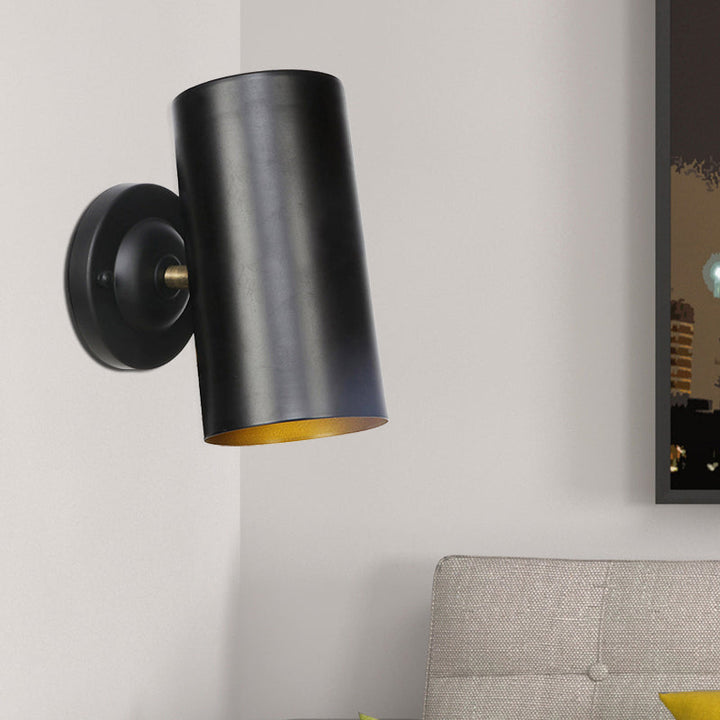 Lisslune | 1 Light Cylindrical Wall Lamp Fixture Farmhouse Black Finish Metal Wall Mount Wall Lamp for Bedside, 4"/6" W