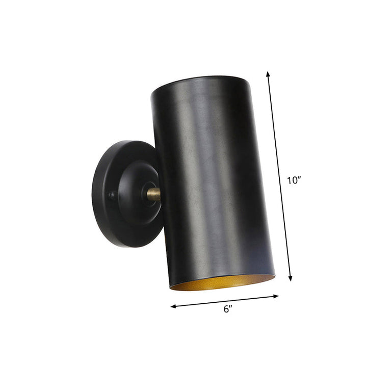 Lisslune | 1 Light Cylindrical Wall Lamp Fixture Farmhouse Black Finish Metal Wall Mount Wall Lamp for Bedside, 4"/6" W