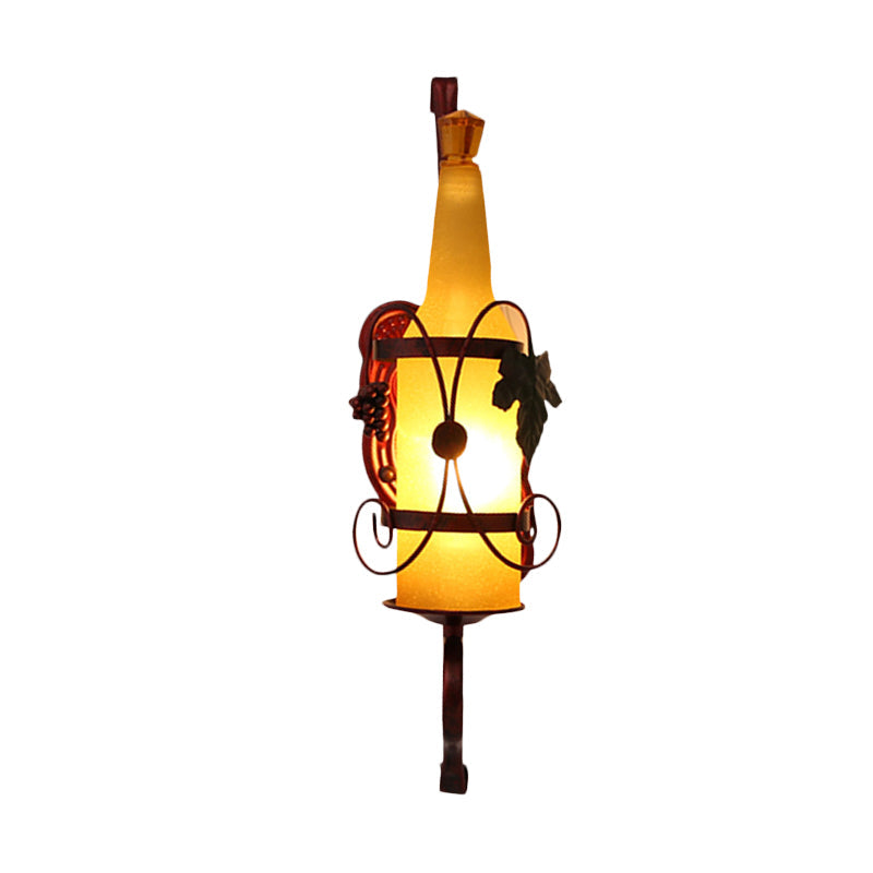 Lisslune | 1 Head Bottle Wall Light Vintage Copper Yellow Glass Wall Mount Lamp Fixture with Wine Rack Design