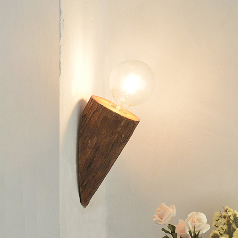 Lisslune | Shaped tube wood wall lighting unit country house 1-head living room wall-mounted wall lamp in brown