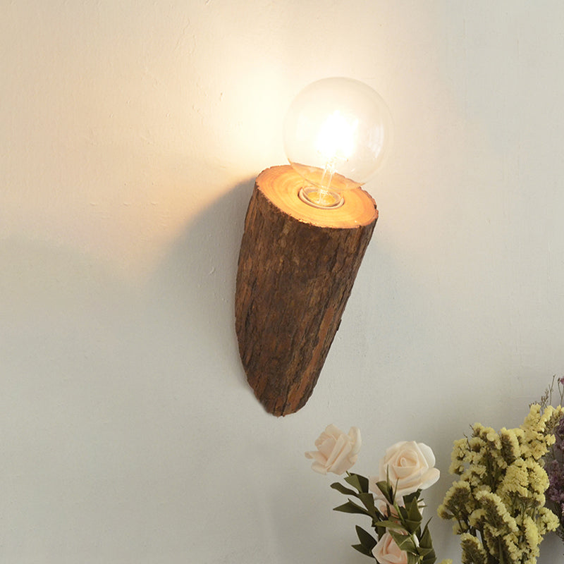Lisslune | Shaped tube wood wall lighting unit country house 1-head living room wall-mounted wall lamp in brown