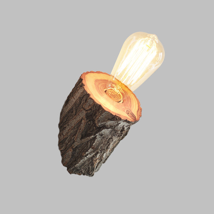 Lisslune | Wood beveled tube wall lamp country house 1-bulb hall wall lamp light in beige