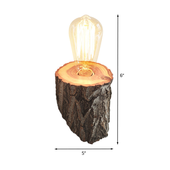 Lisslune | Wood beveled tube wall lamp country house 1-bulb hall wall lamp light in beige