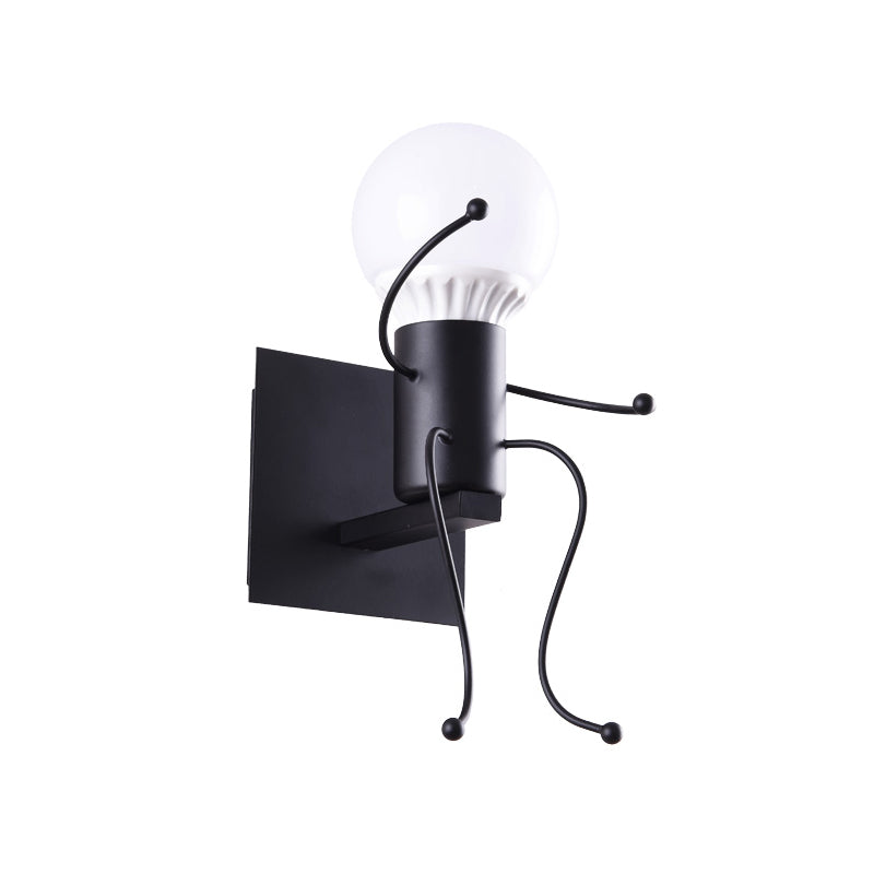 Lisslune | Black/White Human Shape Wall Lamp Art Deco Metallic 1/2-Cap Bedside Wall-mounted Lighting