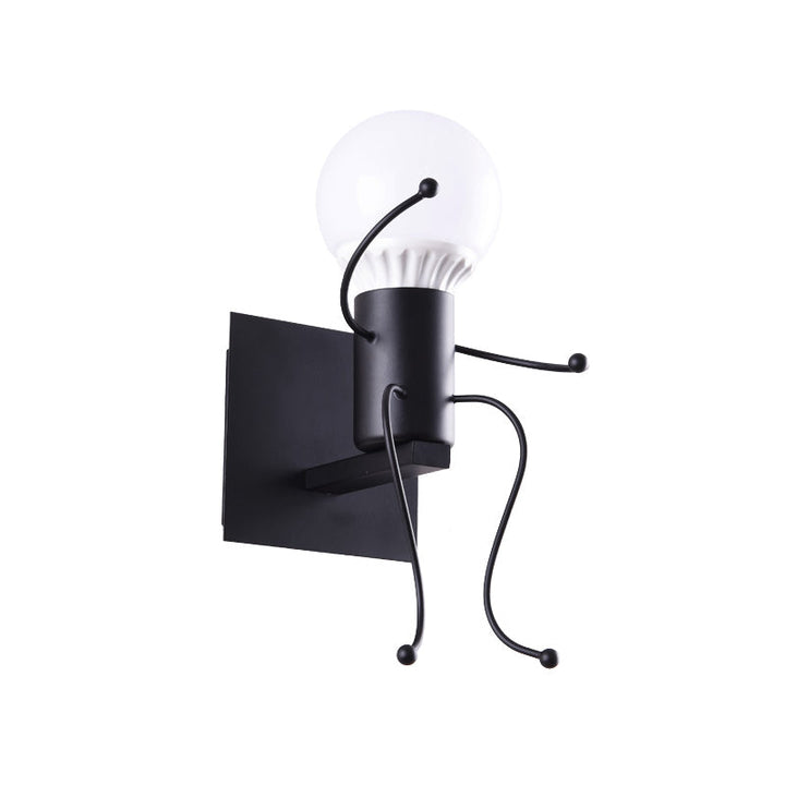 Lisslune | Black/White Human Shape Wall Lamp Art Deco Metallic 1/2-Cap Bedside Wall-mounted Lighting
