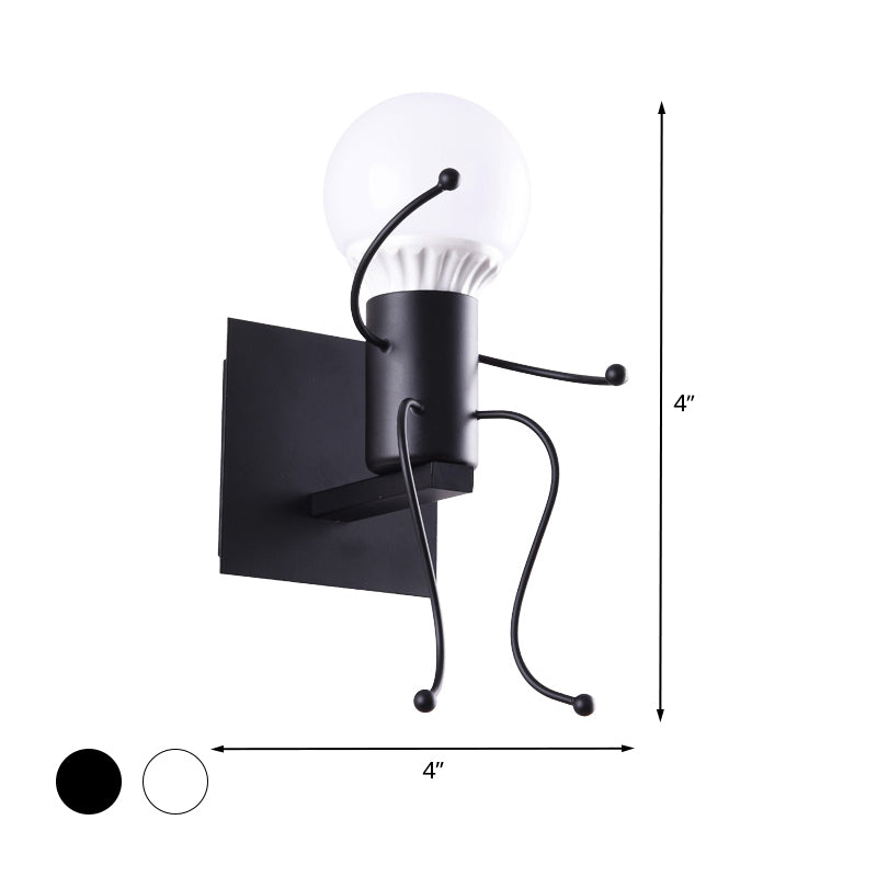 Lisslune | Black/White Human Shape Wall Lamp Art Deco Metallic 1/2-Cap Bedside Wall-mounted Lighting
