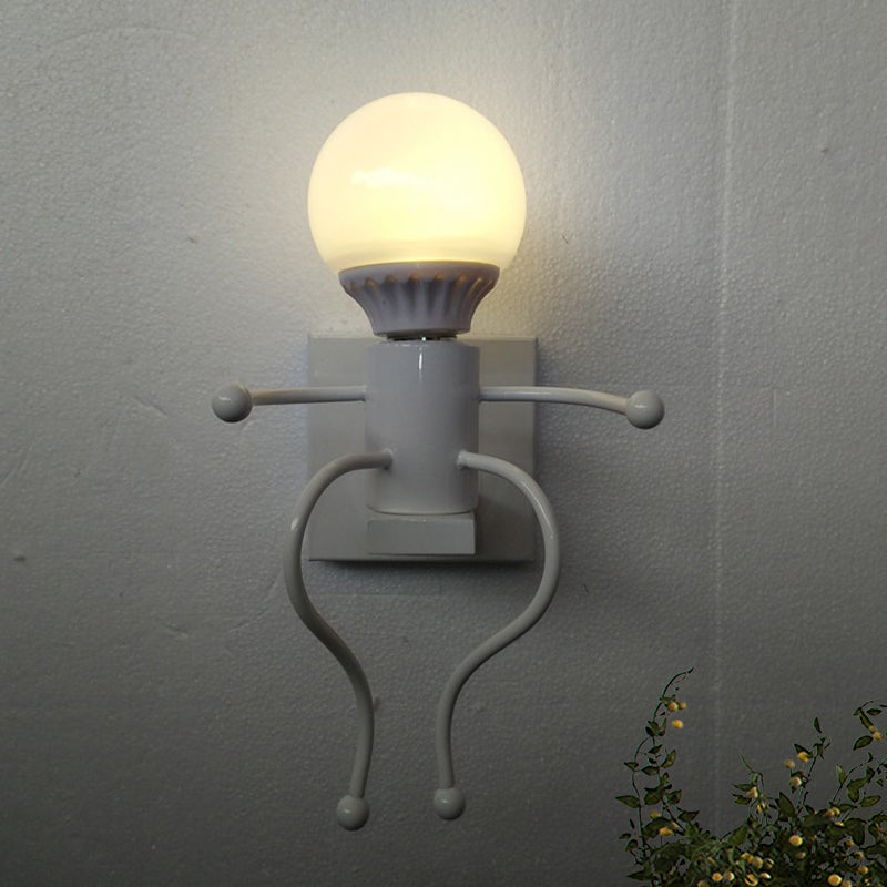 Lisslune | Black/White Human Shape Wall Lamp Art Deco Metallic 1/2-Cap Bedside Wall-mounted Lighting