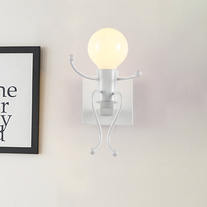 Lisslune | Black/White Human Shape Wall Lamp Art Deco Metallic 1/2-Cap Bedside Wall-mounted Lighting