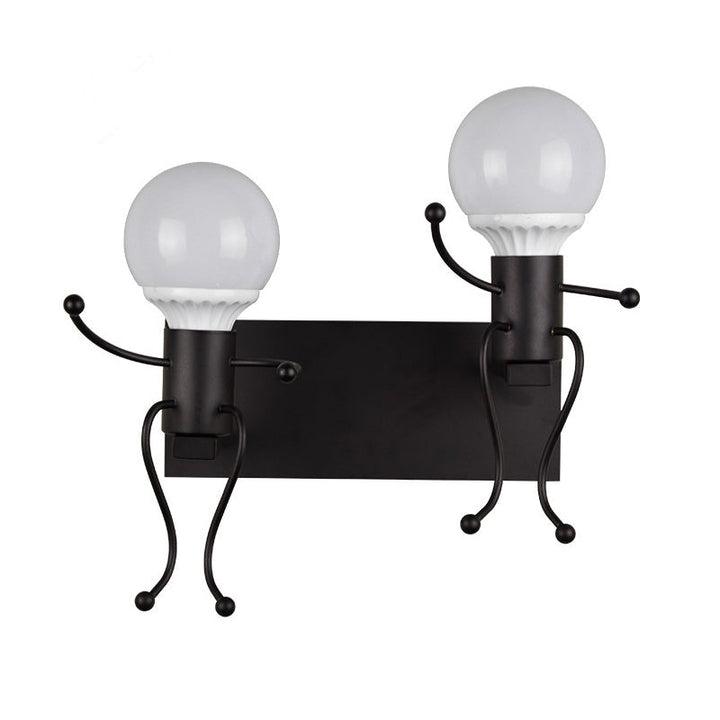 Lisslune | Black/White Human Shape Wall Lamp Art Deco Metallic 1/2-Cap Bedside Wall-mounted Lighting