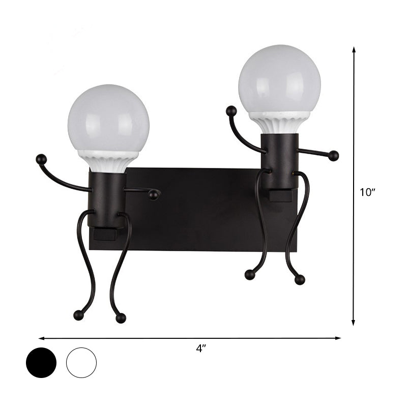 Lisslune | Black/White Human Shape Wall Lamp Art Deco Metallic 1/2-Cap Bedside Wall-mounted Lighting