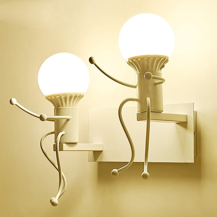 Lisslune | Black/White Human Shape Wall Lamp Art Deco Metallic 1/2-Cap Bedside Wall-mounted Lighting
