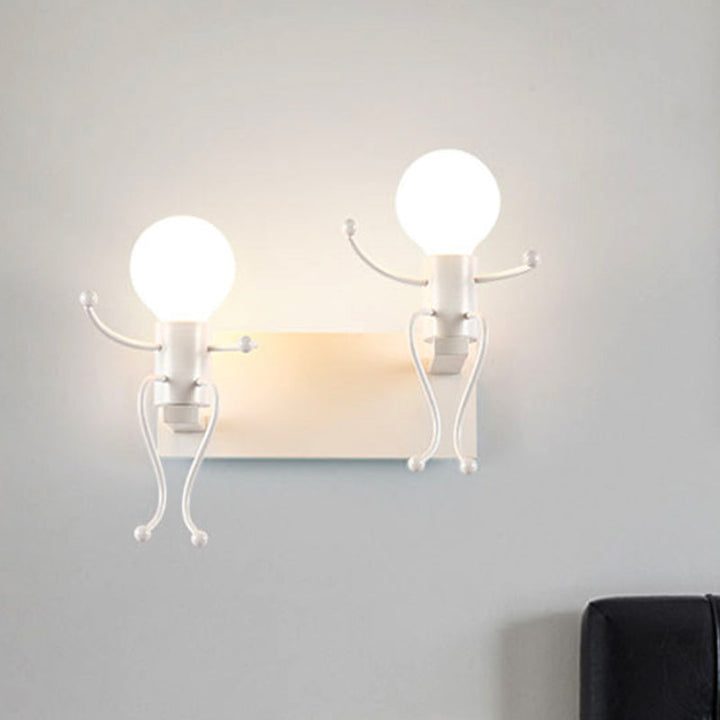Lisslune | Black/White Human Shape Wall Lamp Art Deco Metallic 1/2-Cap Bedside Wall-mounted Lighting