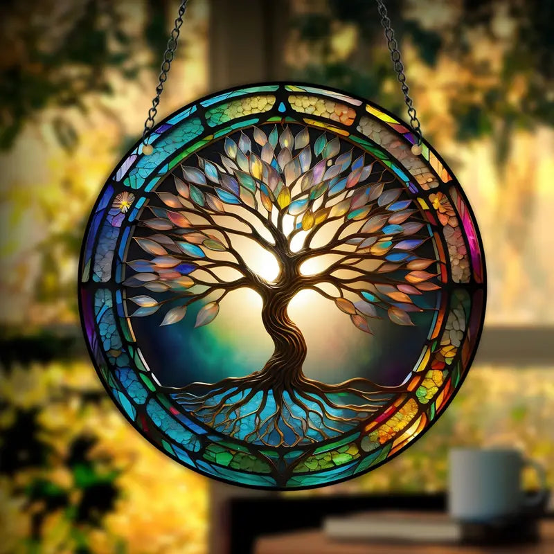 Lisslune | LumiTree – Artistic window hanging with wood-inspired design for light reflections