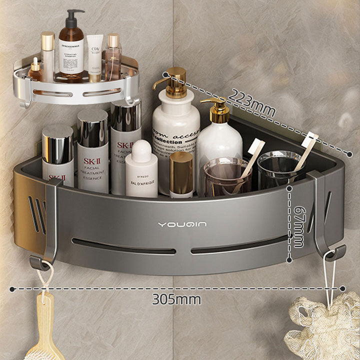 Lisslune | EasyCorner Aluminum Shelf – Self-Adhesive Bathroom Corner Storage without Drilling