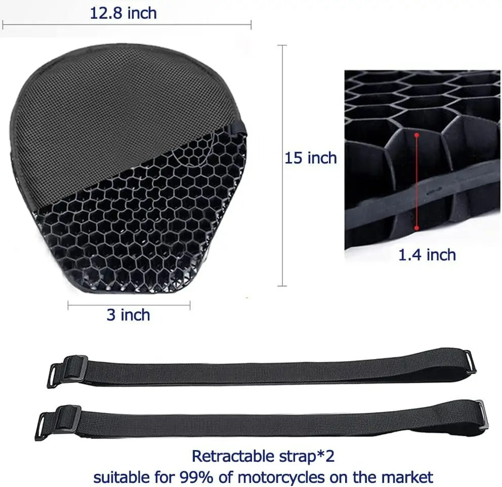 Lisslune | HoneyRide – 3D Honeycomb Shock-Relief Motorcycle Seat Cushion