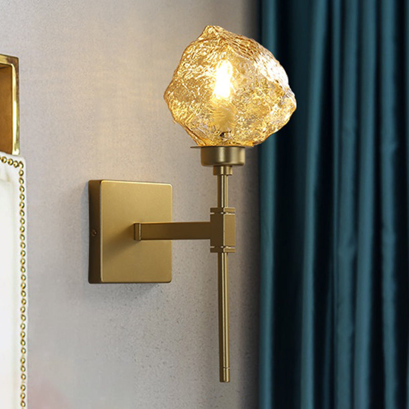 Skørter | Ice Block Living Room Wall Lamp Wall Lamp Traditional Metal 1 Head Smoke Grey/Amber Wall Lighting Fixture