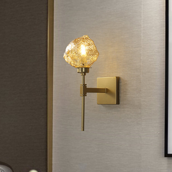 Skørter | Ice Block Living Room Wall Lamp Wall Lamp Traditional Metal 1 Head Smoke Grey/Amber Wall Lighting Fixture