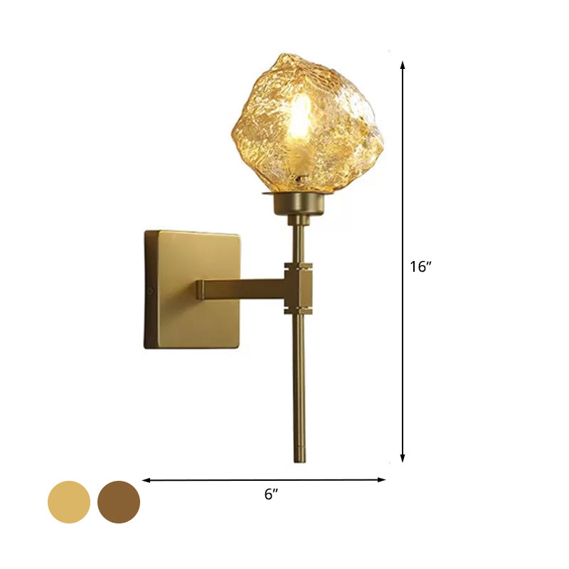 Skørter | Ice Block Living Room Wall Lamp Wall Lamp Traditional Metal 1 Head Smoke Grey/Amber Wall Lighting Fixture