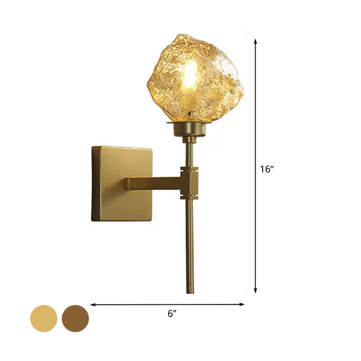 Skørter | Ice Block Living Room Wall Lamp Wall Lamp Traditional Metal 1 Head Smoke Grey/Amber Wall Lighting Fixture
