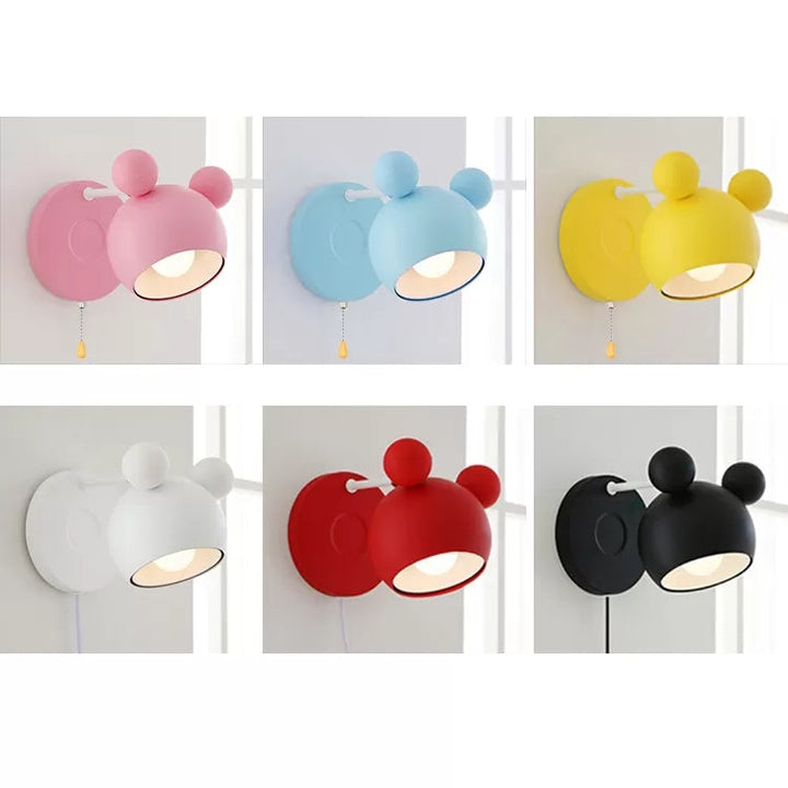 Skørter | Macaron Mouse Wall Light with Pull Chain 1 Head Metal Wall Lamp for Study Room