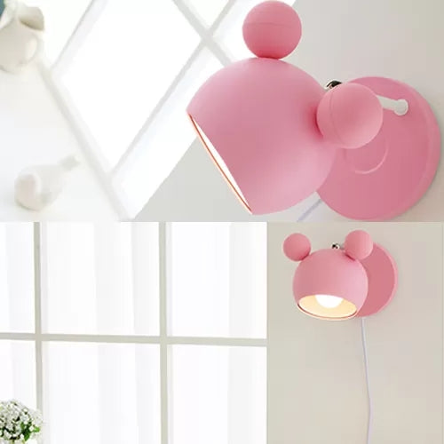 Skørter | Macaron Mouse Wall Light with Pull Chain 1 Head Metal Wall Lamp for Study Room