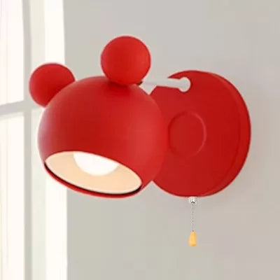 Skørter | Macaron Mouse Wall Light with Pull Chain 1 Head Metal Wall Lamp for Study Room