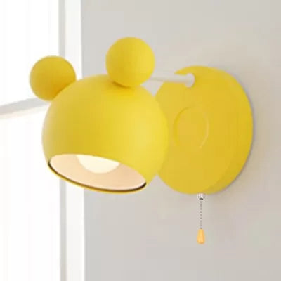 Skørter | Macaron Mouse Wall Light with Pull Chain 1 Head Metal Wall Lamp for Study Room