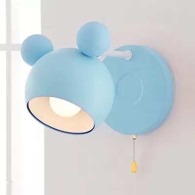 Skørter | Macaron Mouse Wall Light with Pull Chain 1 Head Metal Wall Lamp for Study Room