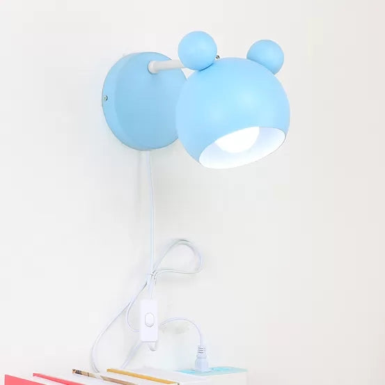 Skørter | Macaron Mouse Wall Light with Pull Chain 1 Head Metal Wall Lamp for Study Room