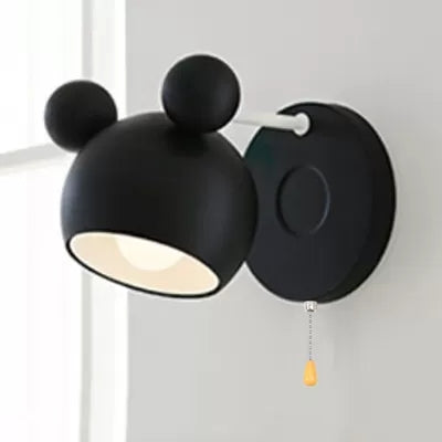 Skørter | Macaron Mouse Wall Light with Pull Chain 1 Head Metal Wall Lamp for Study Room