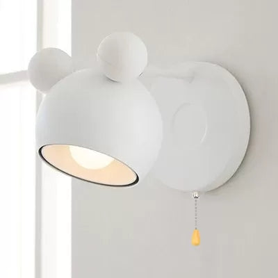 Skørter | Macaron Mouse Wall Light with Pull Chain 1 Head Metal Wall Lamp for Study Room