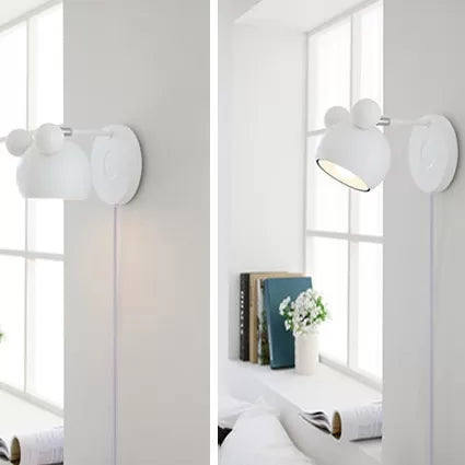 Skørter | Macaron Mouse Wall Light with Pull Chain 1 Head Metal Wall Lamp for Study Room
