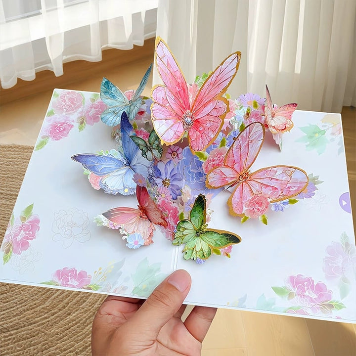 Lisslune |  Vibrant 3D  Butterfly & Daisy Pop-Up Greeting Card
