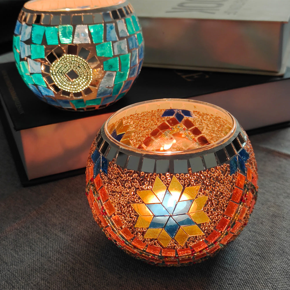 Lisslune | European Retro Glass Mosaic Tealight Holder