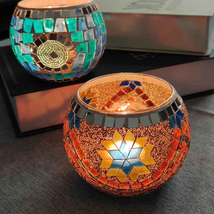 Lisslune | European Retro Glass Mosaic Tealight Holder