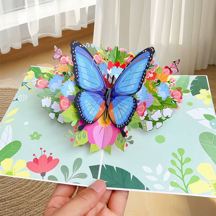 Lisslune |  Vibrant 3D  Butterfly & Daisy Pop-Up Greeting Card