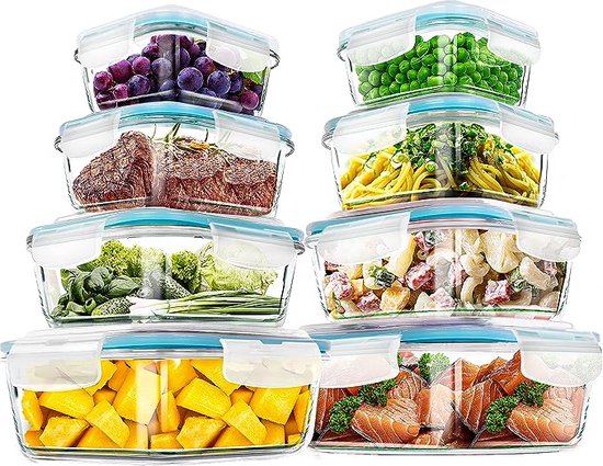 Lisslune | Glass Fresh Storage Containers Set – Airtight Storage Containers with Lid for Kitchen & Meal Prep